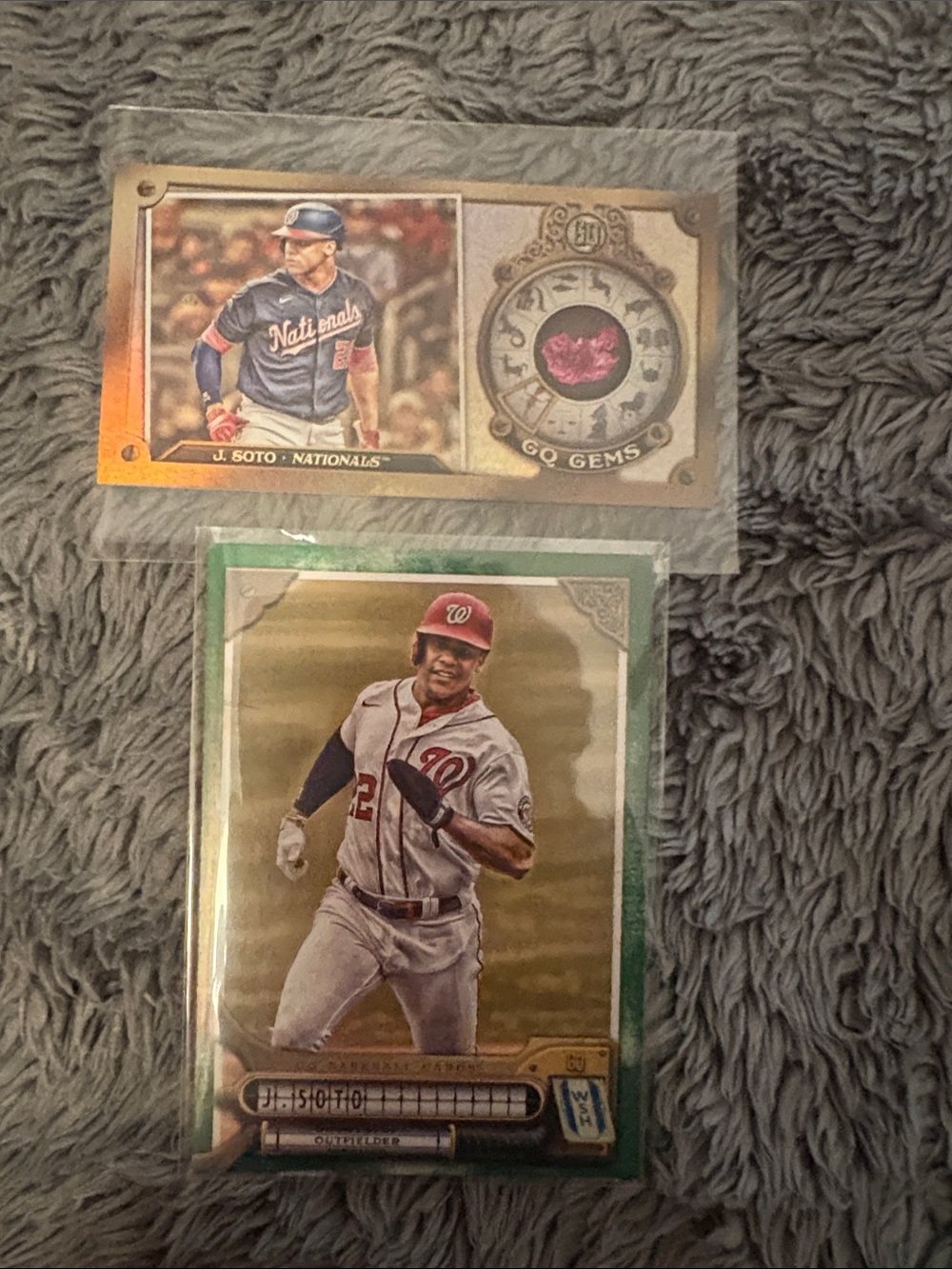 Topps Baseball Card Duo with Green-Trimmed J. Soto Card